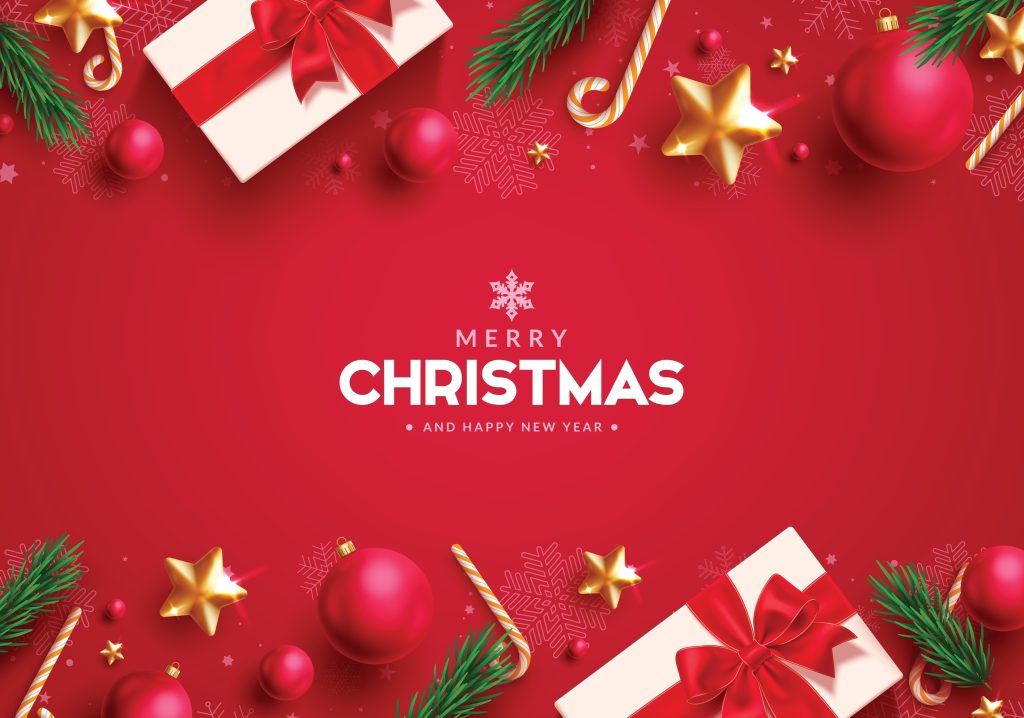 A Merry Christmas and Happy New Year E-Card with festive presents and decorations. - Jim Turner Chevrolet McGregor, TX